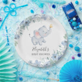Assiette en papier pour Baby shower d'éléphant dou (Fête)