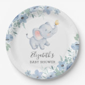 Assiette en papier pour Baby shower d'éléphant dou (Devant)
