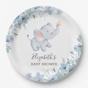 Assiette en papier pour Baby shower d'éléphant dou