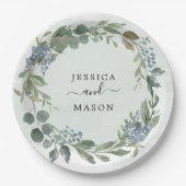 Assiette en papier pour Baby Shower Dusty Blue Euc (Devant)