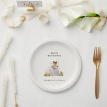Assiette en papier pour Baby Shower Jardin Aquarel