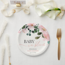Assiette en papier pour baby shower Soft Floral