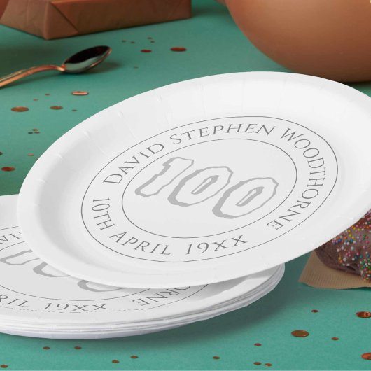 Assiette en papier pour célébration du 100e annive