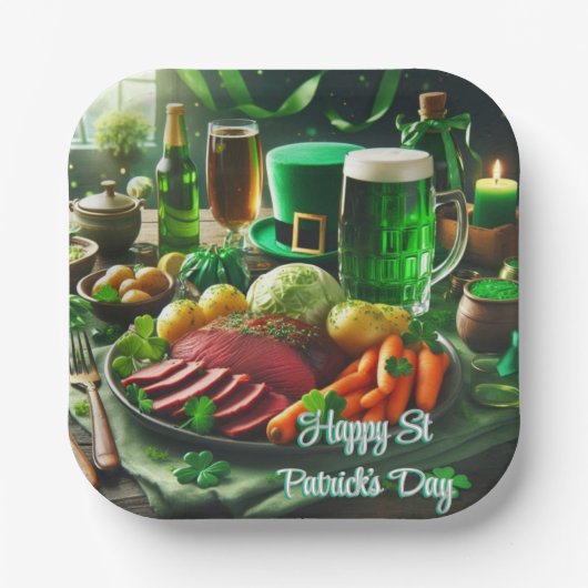 Assiette en papier pour dîner de la Saint-Patrick (Recto)