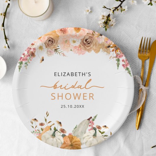 Assiette en papier pour douche de mariée automne c