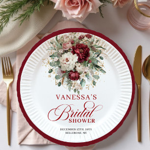 Assiette en papier pour douche de mariée florale d