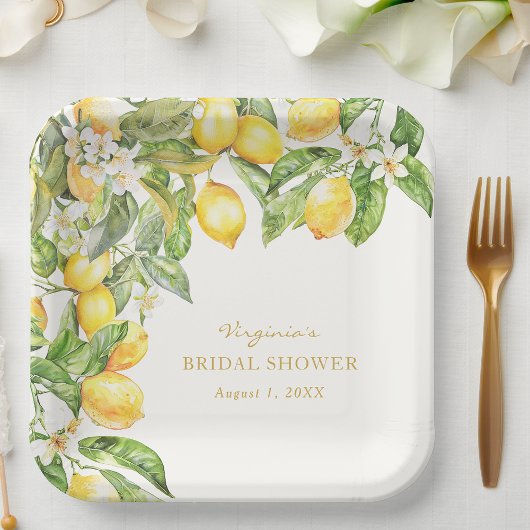 Assiette en papier pour douche de mariée florale i