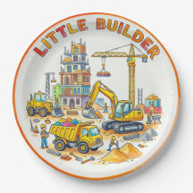 Assiette en papier pour enfants "Mini Constructeur