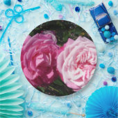 Assiette en papier pour fête avec motif de rose vi (Fête)