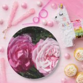 Assiette en papier pour fête avec motif de rose vi (Fête)