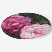 Assiette en papier pour fête avec motif de rose vi (Angle)