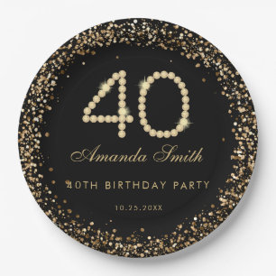 Assiette en papier pour fête d'anniversaire 40 ans