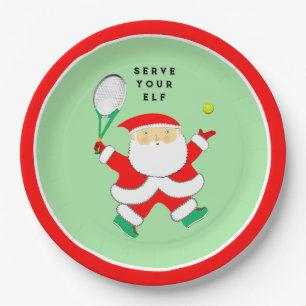 Assiette en papier pour fête de Noël de tennis
