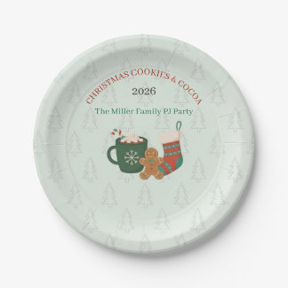Assiette en papier pour fête de Noël rétro avec ch