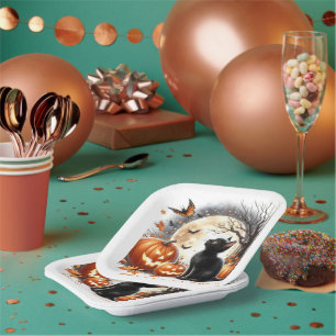 Assiette en papier pour fête d'Halloween de kitten