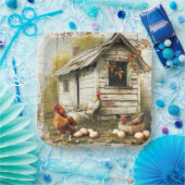 Assiette en papier pour fête œufs et poules (Fête)