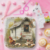 Assiette en papier pour fête œufs et poules (Fête)