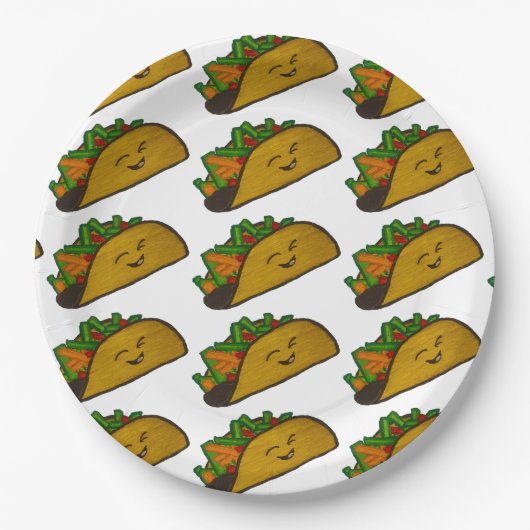 Assiette en papier pour fête tacos (Devant)