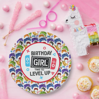 Assiette en papier pour fille d'anniversaire joueu