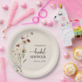 Assiette en papier pour la Baby Shower Bohème Fleu (Fête)