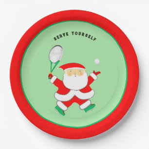 Assiette en papier pour la fête de Noël de tennis