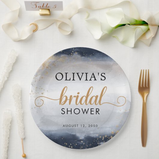 Assiette en papier pour la fête prénuptiale Navy e (Mariage)