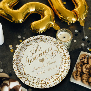 Assiette en papier pour les 50 ans de mariage