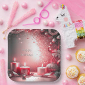 Assiette en papier pour les fêtes de Noël Bougies  (Fête)