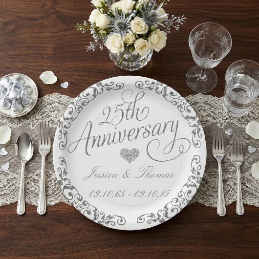 Assiette en papier pour les noces d'argent