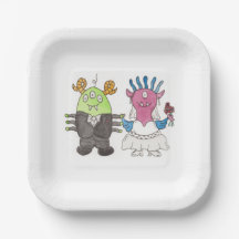 Assiette en papier pour mariage alternatif avec mo
