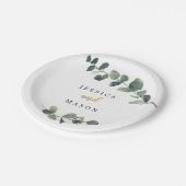 Assiette en papier pour mariage Eucalyptus (Angle)
