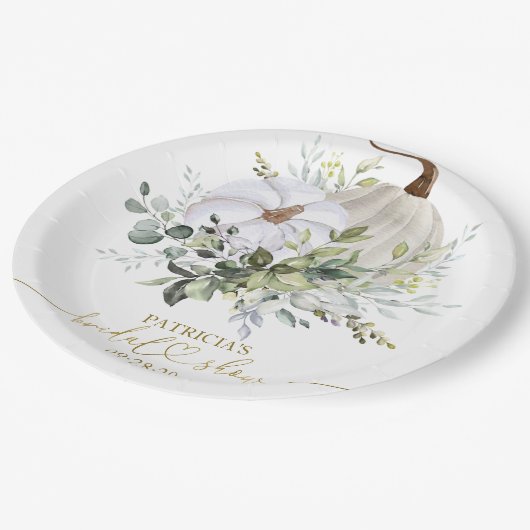 Assiette en papier pour mariage Greenery Pumpkin a (Angle)