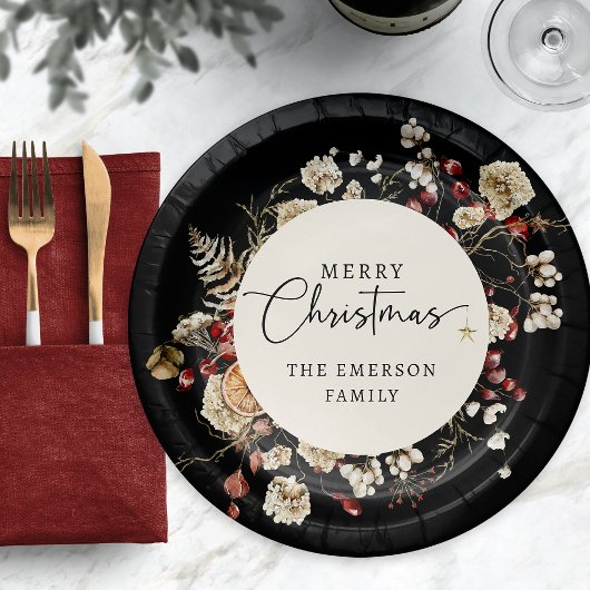 Assiette en papier pour Noël noir