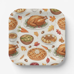 Assiette en papier pour repas de Thanksgiving
