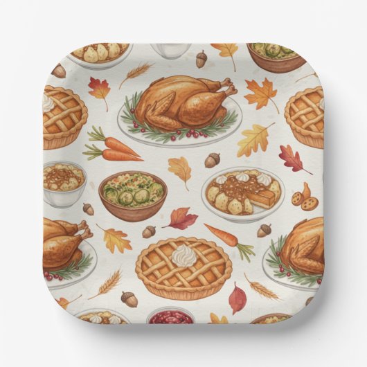 Assiette en papier pour repas de Thanksgiving (Recto)