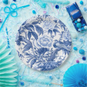 Assiette en papier pour thé à la chinoise bleue et (Fête)