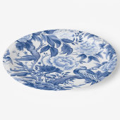 Assiette en papier pour thé à la chinoise bleue et (Angle)