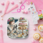Assiette en papier pour thé élégant vintage (Fête)