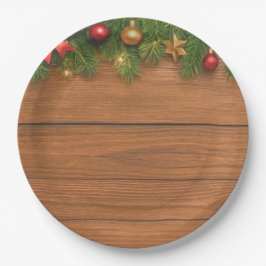 Assiette en papier pour un Noël rustique – Fêtes d (Devant)