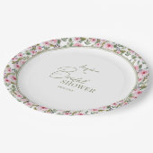 Assiette en papier pour une baby shower pastel. (Angle)