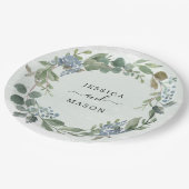 Assiette en papier pour une douche de mariage Euca (Angle)