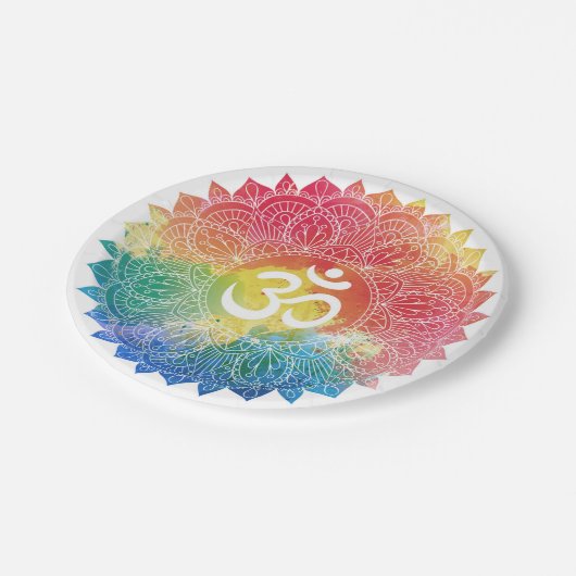 ASSIETTE EN PAPIER: RAINBOW MANDALA (Angle)