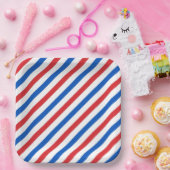 Assiette en papier rayée 1 USA (Fête)