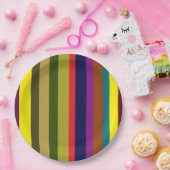Assiette en papier rayée colorée pour hommes (Fête)