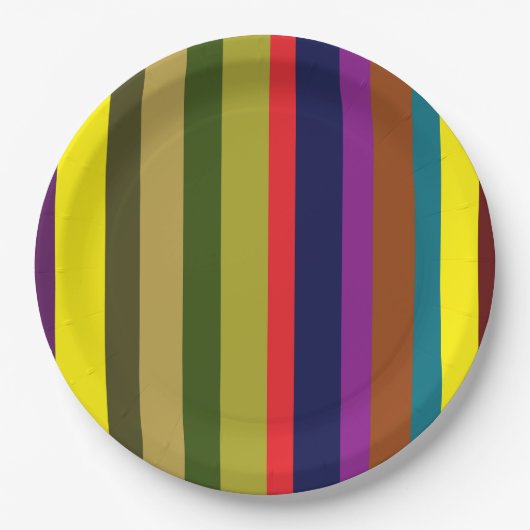 Assiette en papier rayée colorée pour hommes (Devant)