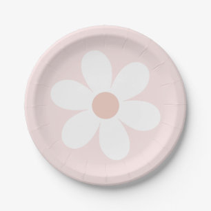 Assiette en papier rétro Daisy Boho