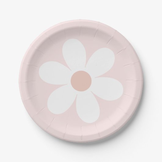 Assiette en papier rétro Daisy Boho (Devant)