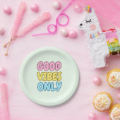 Assiette en Papier Rond à Vibes Positives (Fête)