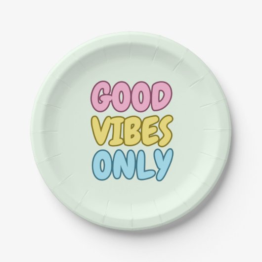 Assiette en Papier Rond à Vibes Positives (Devant)