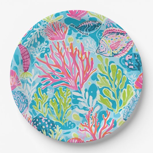 Assiette en papier ronde à graphique stylé (Devant)